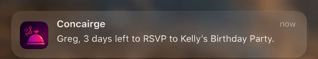 Concairge notification