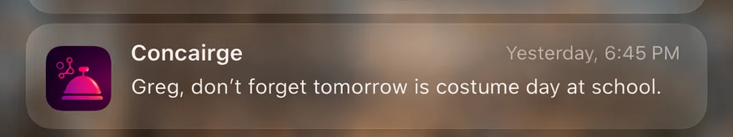 Concairge notification